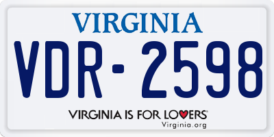 VA license plate VDR2598