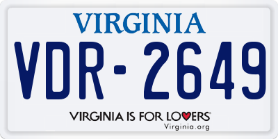 VA license plate VDR2649