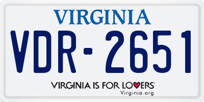 VA license plate VDR2651