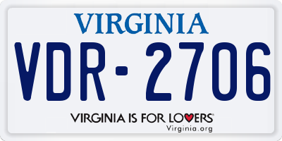 VA license plate VDR2706