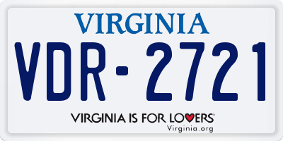 VA license plate VDR2721