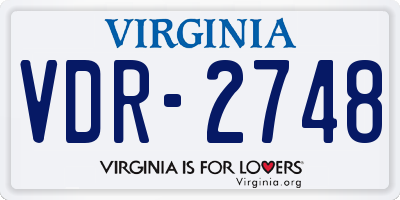 VA license plate VDR2748