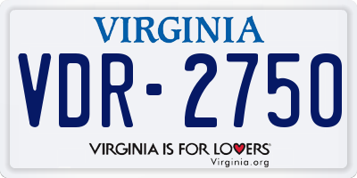 VA license plate VDR2750