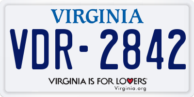 VA license plate VDR2842