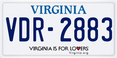 VA license plate VDR2883