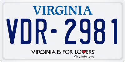 VA license plate VDR2981