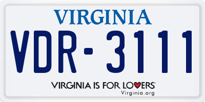VA license plate VDR3111
