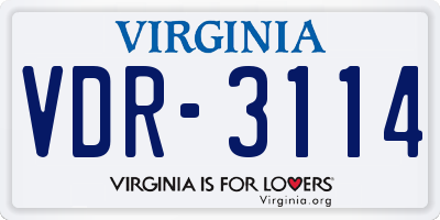 VA license plate VDR3114