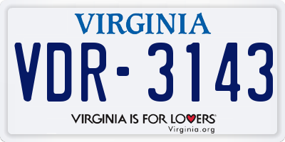 VA license plate VDR3143