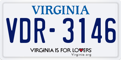 VA license plate VDR3146