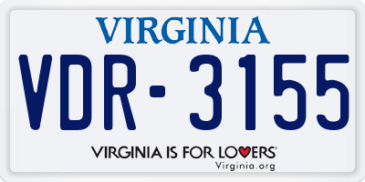 VA license plate VDR3155