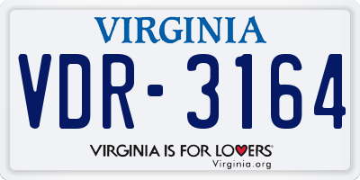 VA license plate VDR3164