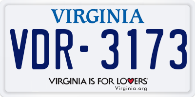 VA license plate VDR3173