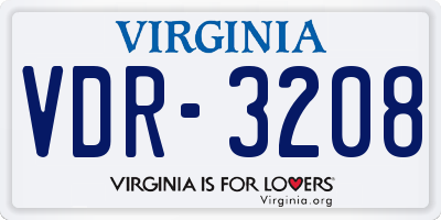 VA license plate VDR3208