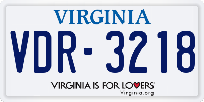 VA license plate VDR3218