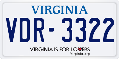 VA license plate VDR3322
