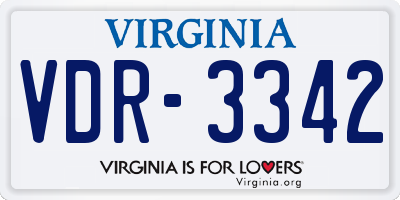 VA license plate VDR3342