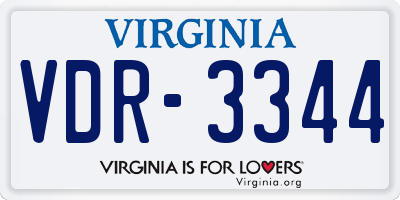VA license plate VDR3344