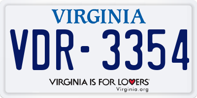 VA license plate VDR3354