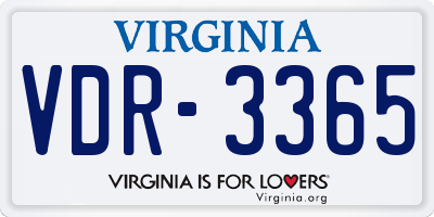 VA license plate VDR3365