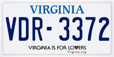 VA license plate VDR3372