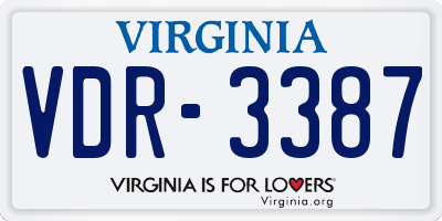 VA license plate VDR3387