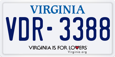 VA license plate VDR3388