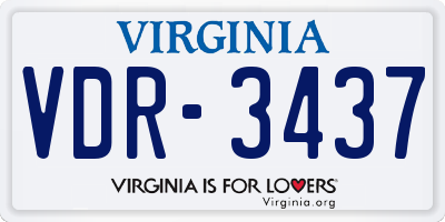 VA license plate VDR3437