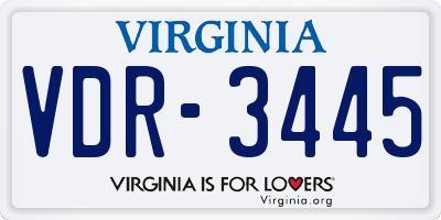VA license plate VDR3445