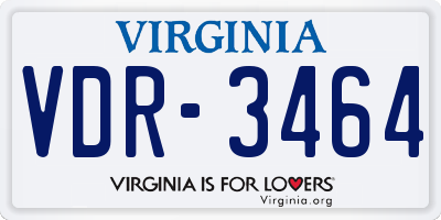 VA license plate VDR3464