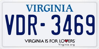 VA license plate VDR3469