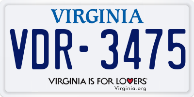 VA license plate VDR3475