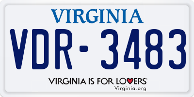 VA license plate VDR3483