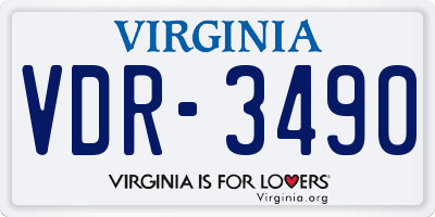 VA license plate VDR3490