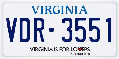 VA license plate VDR3551