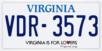 VA license plate VDR3573