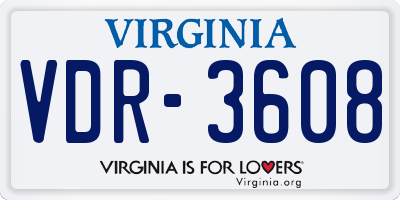 VA license plate VDR3608