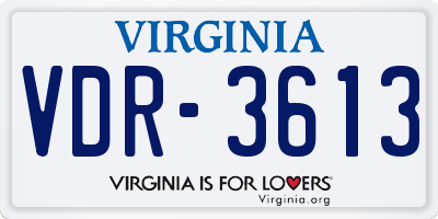 VA license plate VDR3613