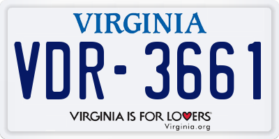 VA license plate VDR3661