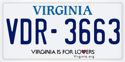 VA license plate VDR3663