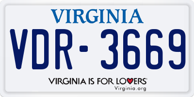 VA license plate VDR3669