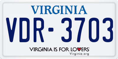 VA license plate VDR3703
