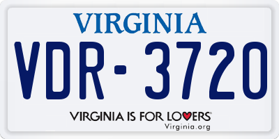 VA license plate VDR3720