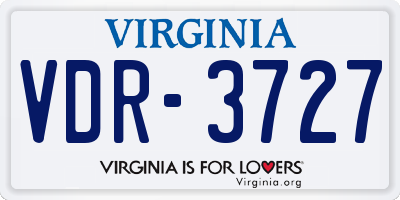 VA license plate VDR3727