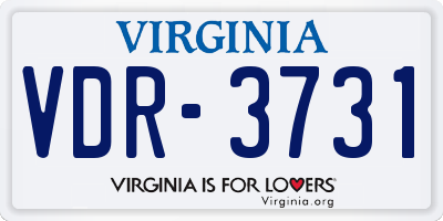 VA license plate VDR3731