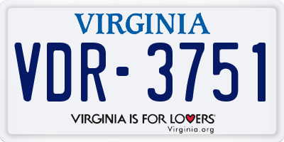 VA license plate VDR3751
