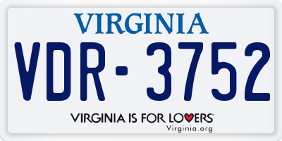 VA license plate VDR3752