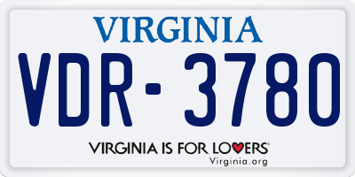 VA license plate VDR3780