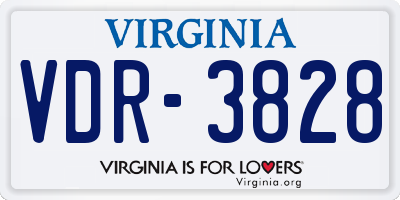 VA license plate VDR3828