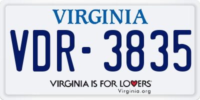 VA license plate VDR3835